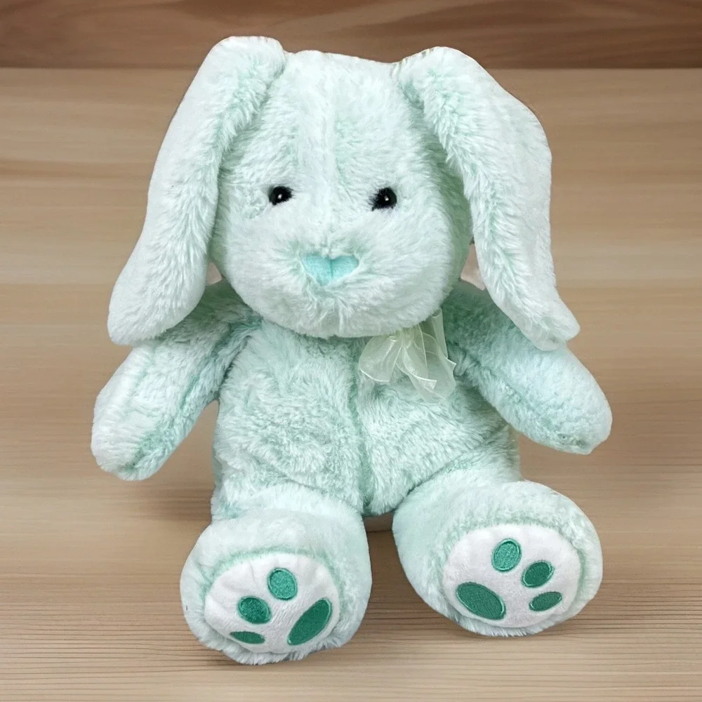 Walmart RABBIT Bunny Mint Green Plush Stuffed Animal Big Ears Embroidered EASTER